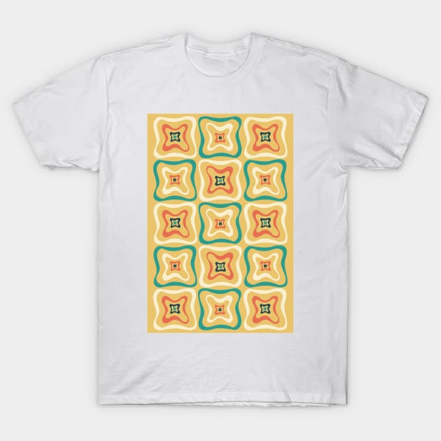 Retro Groovy Pattern in blue, orange and yellow 4 T-Shirt by tramasdesign